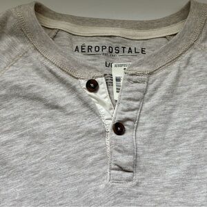 Aeropostale Light Tan Long Sleeve Henley Shirt